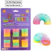 60pcs x Mini Rainbow Neon Colour Plastic Magic Spring Slinky Slinkie Kids Toy