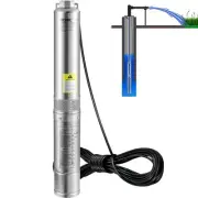 Deep Well Submersible Pump Stainless Steel Water Pump 0.5HP 28GPM 167 ft