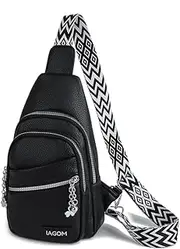 [IAGOM] Stylish Sling Backpack Crossbody Bag for Women, Black 11, Small, Travel
