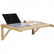VEVOR Wall Mounted Folding Table, 800 x 600 mm Wall Mount Drop Leaf Table, Wooden Floating Desk with Iron Bracket, Fold Down Desk for Small Spaces, Ho