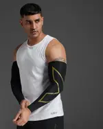 Force Compression Arm Guards, 2XU, L, Black/Gold, Unisex