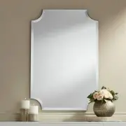 Brix Rectangular Vanity Wall Mirror Modern Beveled Cut Corner Frameless 24" Wide