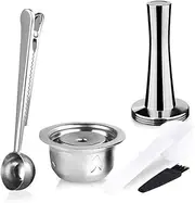 Stainl Steel Capsule Reusable Capsule Pods Set with Po er Tamper & 2 Spoons & Brush for Vertuoline GCA1 ENV135 ENV150 and VertuoPlus BNV450WHT1BUC1 Multicolor358