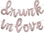 16 inch Lowercase Drunk in Love Balloons Banner Foil Letters Mylar Balloons for Bachelorette Parties, Weddings, Bridal Shower (L Drunk in Love Rose Gold)