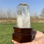 High quality 0.63kg Natural Clear quartz Obelisk Crystal Wand Point Tower+ Stand