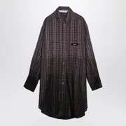 [Palm Angels] Checkered Chemisier Dress With Logo 42 IT Grey