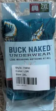 Duluth Trading Buck Naked Bullpen Boxer Briefs Sz 2XL (44-46) Blue w/ Swordfish