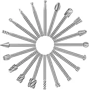 Auto-plaza 20Pcs HSS Different Burr Set Carving Bits Wood Engraving Router Bit with 1/8"(3mm) Shank, Rotary Tools Accessories for DIY Woodworking and Carving