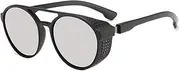 [HCHES] Vintage Men Sunglasses Women Retro Steam Punk Style Round Metal Frame Colorful Mirror Lens Sun Glasses Eyewear