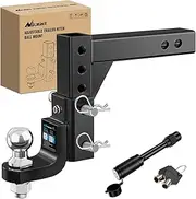 Nilight 8-Position Adjustable Trailer Hitch Ball Mount with 2 inch Ball Fits 2 Inch Receiver with 5/8" Pin Lock 7500 lbs, 9-1/2" Drop, 8-1/4" Rise Hitch for Trailers Boats Pickups Rv, 2 Years Warranty