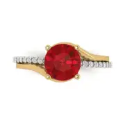 1.72Ct Round Cut Ruby Solid Gold Solitaire with Accents Engagement Promise Ring