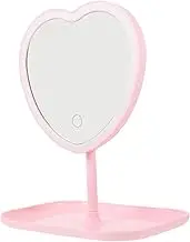 HAPINARY Desktop Love Makeup Mirror Rechargeable LED Light Makeup Mirror () Lighted Mirror Aesthetic Desk Decoration Movable Makeup Mirror Plastic Mirror