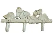 Mr Gecko Cast Iron Hand Made 3 Hook Hanger Butterfly Antique White