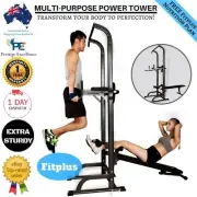 Power Tower Home Gym Dip Station Multi Chin Push Pull Up Bar With FID Bench New