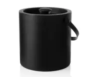 GODINGER EBONY STEEL MATTE BLACK DOUBLE WALLED ICE BUCKET 96 OZ 7" W/LID NEW NIB