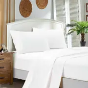 Fabric Fantastic 1000tc Ultra Soft Double Size Bed White Flat & Fitted Sheet Set