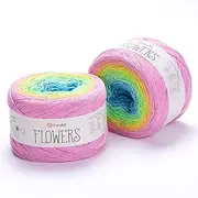 1 Skein/Pack Yarnart Flowers Gradient Yarn, Each Ball 8.8 Oz (250gr) / 1094 Yards (1000m), 55% Cotton 45% Acrylic, Superfine Fingering Weight for Knitting and Crochet, 312 - Pink Blue