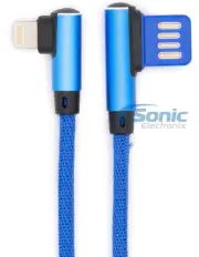 Belva BLC1BL Blue Right Angle 3.28ft Car Audio Power USB Lightning Cable Wire