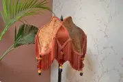 Lampshade lotus orange brocade hand-stitched table lampshade floor lampshade