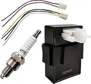 6 Pin DC CDI Box with CDI Cable Wire Harness Adapter Connector Spark Plug Kits for CG125cc 150cc 200cc 250cc Vertical Engine Chinese ATV 4 Wheeler Quad Go Karts Dirt Bike Scooter (DC CG)