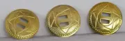 3 VINTAGE Slotted CONCHOS 1.5" diameter GOLDTONE