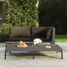 Dark Grey Half Round Poly Rattan Garden Coffee Table Outdoor Furniture Decor