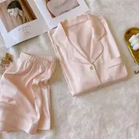 在飛比找ETMall東森購物網優惠-粉色女高級感網紅風仿真絲綢睡衣