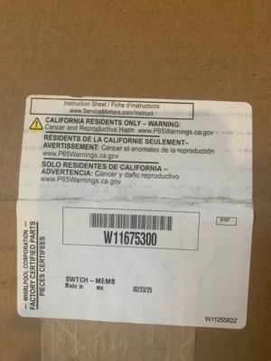 W11675300 Whirpool Oven Touchpad Membrane Switch New OEM