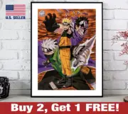 Naruto Uzumaki Kakashi Hatake Poster 18" x 24" Print Anime Manga Marker Wall Art