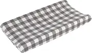 Grey and White Buffalo Check Changing Pad Cover