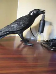 Crow Raven Table Lamp Realistic Novelty Beak Holds Cord