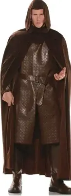 Underwraps Deluxe Hooded Cape Brown Renaissance Adult Mens Costume B2640