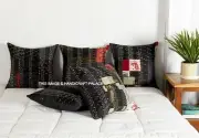 16" Cushion Cover Indian Silk Patchwork Home Decor Kantha Black Pillows Throw