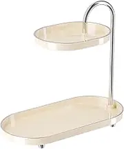 2 Tier Vanity Tray, Perfume Tray Display Stand, Countertop Organizer, Round Vanity Makeup Organizer, Storage Rack for Bathroom, Kitchen and Living Room ( White）