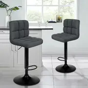 2x ALFORDSON Bar Stools Ralph Swivel Fabric Grey Black