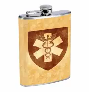Flask Medical Shield Symbol 01R 8oz Stainless Steel Hip Drinking Whiskey