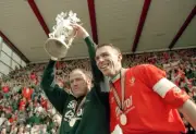 Steve McMahon Shaun Taylor of Swindon Town celebrate with the trop- Old Photo
