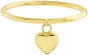[JewelryWeb] 14k Yellow Gold Dangle Love Heart Wire Ring Statement-Ring for Women