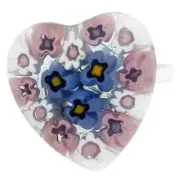 GlassOfVenice Murano Glass Millefiori Heart Ring - Pink