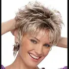 Fashion Short Pixie Cut Brown Blonde Synthetic Heat Safe Wig Curly Abundant Wigs