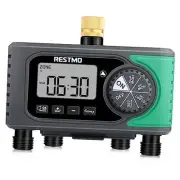 4-Outlet Sprinkler Timer with Brass Inlet, 4 Zone Programmable 4-Oulets 1