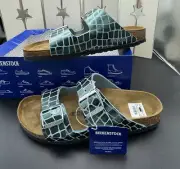 Birkenstock Arizona Women’s NIB Gator Gleam Two-Strap OCEAN BREEZE Sandal 41 N