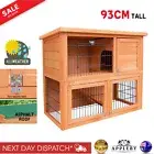 Pet Rabbit Hutch Wooden Chicken Coop Guinea Pig Cage House 2 Storey Run 93cm