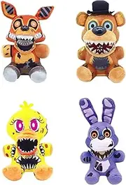 Zufernab 4pcs FNAF Plushie Set, Nightmare Plush for Game Fans
