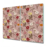 Glass Chopping Cutting Board Worktop Saver Field flowers pink Colourful 2x30x52