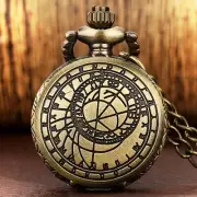 Old Fashion Compass Design Unisex Arabic Number Quartz Pocket Watch 80cm Chain
