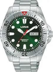 [Lorus] Men's Analogue Automatic Watch with Stainless Steel Strap, Silver/Black