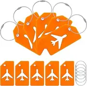 Tanstic 5Pcs Silicone Luggage Tags with Name ID Card, Baggage Handbag Travel Instrument Suitcase Tag for Quickly Spot Luggage Suitcase (Orange)