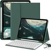 Keyboard Case for iPad Air 6th 11 inch 2024 / iPad Air 5th Generation (2022) / iPad Air 4th Gen (2020) 10.9 Inch with Pencil Holder, Magnetically Detachable Bluetooth Keyboard, Dark Green