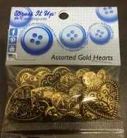 Buttons - Dress It Up Assorted Gold Hearts